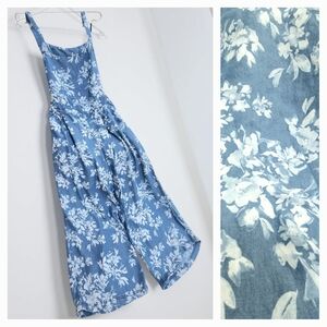 NWOT Floral Blue Open Back Wide Leg Jumpsuit